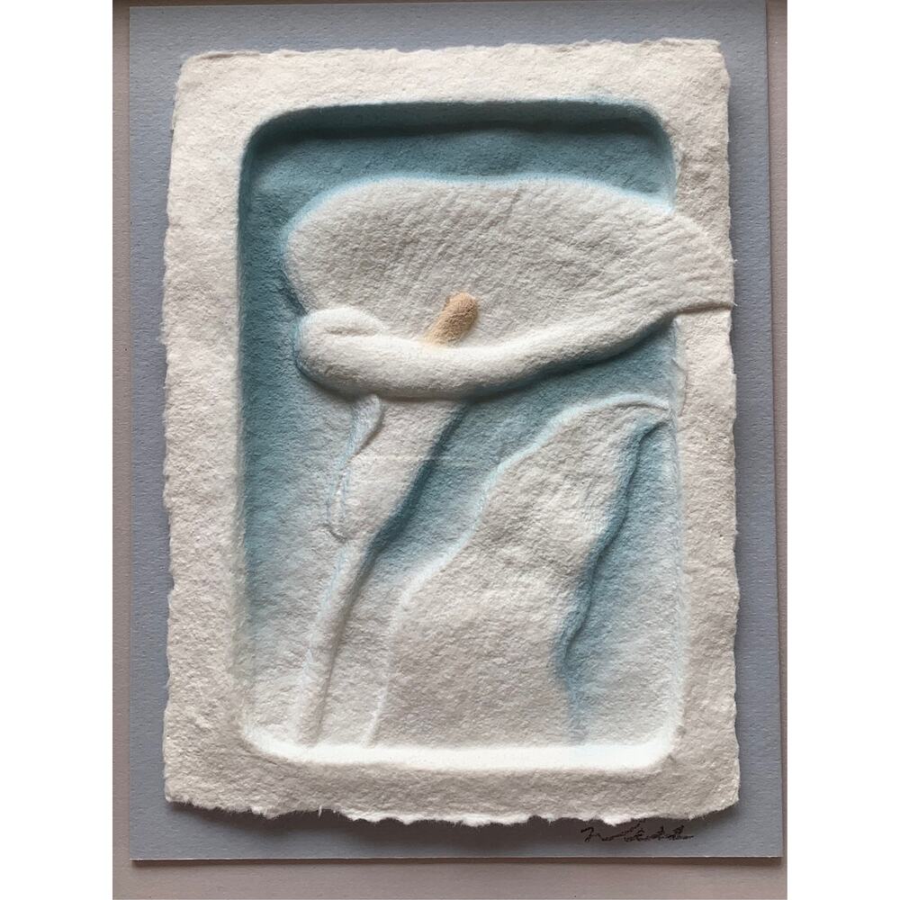 Handcast Paper Artwork- Vintage Figi Graphics- Callie Lily- blue, white beige - Picture 4 of 8